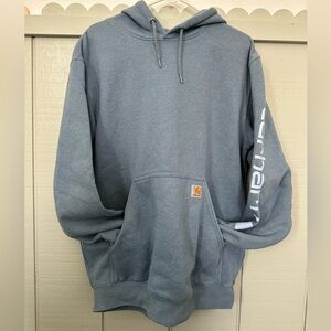 Carhartt Blue Hoodie with Logo Sleeve